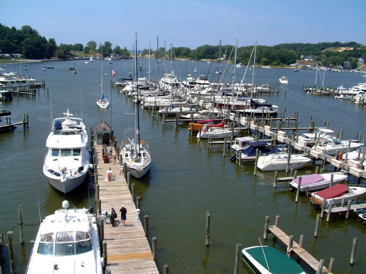 The fuel dock at Eldean Shipyard on Lake Macatawa