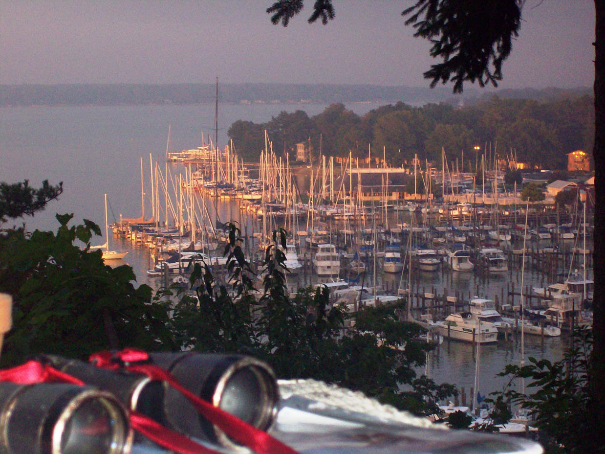 Boats in the harbor at Eldean Shipyard on Lake Macatawa